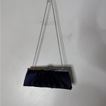 Gunne Sax  Navy Blue Satin Silver Clasp And‎ Handle Evening Bag Photo 1