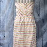 Shoshanna  Cream & Pink Strapless Striped Mini Dress size 6 Sweetheart Neckline Photo 7