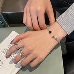 Boutique Twist‎ Cuff Bracelet 925 Sterling Silver Black Onyx, Adjustable Photo 5