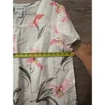 Peck & Peck  Size XL blouse 100% Linen Floral White Asymetric Short Sleeves Photo 6