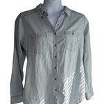 Wax Jean ‎ Women's Light Blue Long Sleeve Button-Down Bleach Shirt Sz 1X Western Photo 0