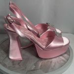 Barbie x ALDO Pink Satin Rhinestone Heart Platform Heels Size 8.5 NIB 2023 Photo 7