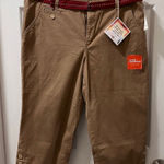 Dockers  NEW Khaki Capri Pants‎ w/Decorative Button Detail & Stitched Belt-SZ 14 Photo 0