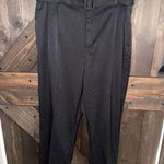 H&M  NEW Pants Womens 12 Black Retro High Ruffle Waist Sash Belt Relaxed Wide Leg Photo 0