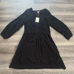 Knox Rose Black Long Sleeve Dress Western Crochet Sleeve Boho Above Knee Relaxed Photo 2