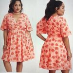 Torrid  Pink Floral Georgette Faux Wrap Dress - Size 28 Photo 1