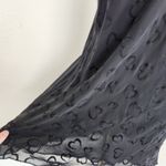 American Vintage 90s Y2K Black Velvet Burnout Heart Slip Dress Mini Lined Spaghetti Strap XS Photo 2