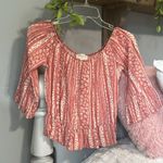 Everly Women's Coral Floral Peasant Bohemian Top Photo 7