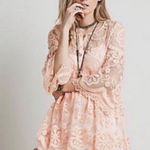 Jen's Pirate Booty Jen’s Pirate Booty for Free People Peach Lace El Solo Mini Dress Photo 0