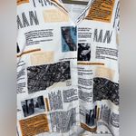 SheIn  Newspaper Mixed Media Paper Collage Styled White Button Up Blouse Size Med Photo 8