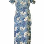 Tommy Bahama  Silk Maxi Dress Seafoam Tropical Long Sheath Size 4 | Small Vintage Photo 0