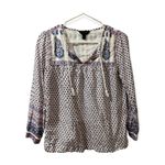 J.Crew Point Sur Shirt Blouse Boho Blue Red White Tassel Photo 0
