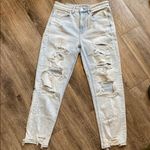 American Eagle  Super Light Wash Distressed Mom Jeans Size 8 Photo 0