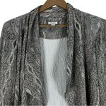 Chico's Open Front Blazer Womens S Silver Shiny Metallic Drape Snake Print Photo 2
