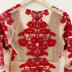 For Love & Lemons deep V-neck Layered
Lace Mini Dress in Wine Photo 7