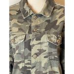 ZARA  Jacket Women Small Green Camo Cotton Sequin Stripe Coat Streetwear Outdoor Photo 5