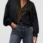 ALLSAINTS  Penny Shirt  Blouse  Black  Hi Low Hem Draped Womens SZ 10 Photo 0