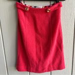 Milly  of New York Wool Boucle Knit Pencil Skirt in Pink Gold Buttons Size 2 Photo 0