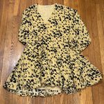 ANINE BING NWOT  Peyton Painterly Leo Print Cotton Ruffle Mini Dress Tan Black S Photo 1
