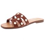 Vince Camuto Vazista Brown Leather Gold Studded Slide Sandals Size 8 Photo 1