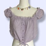 Urban Outfitters  Off The Shoulder Lavender Ruffle Button-Up Blouse Photo 1