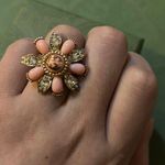 Gucci Interlocking G Flower Ring Ottone/Resin/Strass Gold Pink Crystal 702609 Photo 4