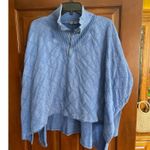 Free People ONE Shiloh Quilted Sweatshirt Pullover Zip Swing Hi Lo Small Blue Photo 1