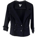 Cache Y2K Vintage Black Double Breasted Asymetrical Blazer Suit Jacket Photo 9