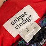 Unique Vintage Red Black Sequin Fringe Flapper Dress 1920s Gatsby Small Photo 2