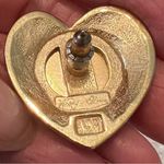 Whiting & Davis Vintage rare black & gold mesh heart shaped pierced earrings EVC Photo 2