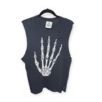 Unif Rare: š¤ Y2K Skeleton Skull Hand Muscle Tee Tank š¤ Vintage Black š¤ Small š¤ Photo 2