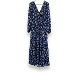 Monique Lhuillier RTR ML Melanie Black White & Blue Floral Maxi Dress Sz 0 Photo 1