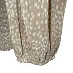 EXPRESS ‎ Latte & White Speckled Smoked Long Sleeve Ruffle Neck Blouse NWT $64 M Photo 4