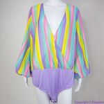 Eloquii NEW  rainbow‎ Stripe Surplice Bodysuit, size 18 Photo 3