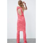 ZARA Pink Space Dye Ribbed Bodycon Open Back Tunic Mini Dress Size Small Photo 11