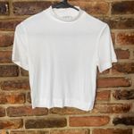 Aritzia Babaton White Formarib Short Sleeve Mock Neck Knit T-Shirt Size Medium Photo 1