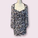 ZARA  Paisley Floral Print Draped Ruched Mini Dress Size L NWT Photo 2