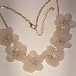 Elegant Light Pink Floral Beaded Boho Gold Tone Necklace Photo 0