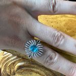 Natural Blue Apatite Sterling Silver Cocktail Ring Size 9 Photo 3