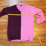 Steve Madden Womens Small Pink Purple V-neck Long Sleeve Knit Sweater Dress Mini Photo 1