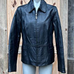 Croft & Barrow Vintage Y2K Short Black Leather Zip Up Jacket~M~ Photo 0