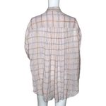 Free People  Shirt Womens XS Break My Stride Pink Plaid Metallic Striped Bohemian Photo 3
