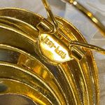 Vintage Jeri Lou Scarf Clip 2 Inch Gold Color Metal Blue Stone Setting Photo 11