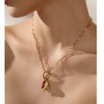 18K Gold Plate Snake Necklace Charm Pendant Holder Stainless Steel jewelry Photo 7