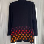 Misook ‎ Women's Colorblock Diamond Cardigan Sweater Black Geometric Long Line S Photo 2