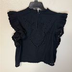Anthropologie love the label black floral embroidered top size S Photo 4