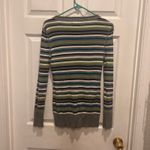 Aeropostale Womens Striped V Neck Long Sleeve Top Gray Green Blue Large Photo 5