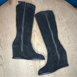 Johnston & Murphy  Black Suede Knee High Wedge Heeled Boots Zipper Women’s Size 9 Photo 6