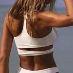 Lulus White One Shoulder Cutout Swim Top Bikini Beach Resort M Photo 7