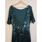BCBGMAXAZRIA  All Over Sequin Gown Jade‎ Green Showgirl Maxi Dress Formal Stretch Photo 4